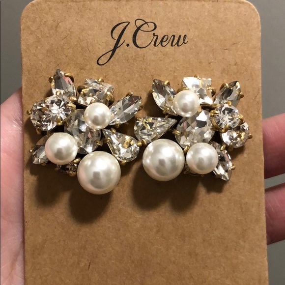 NWT JCREW PEARL ANS CRYSTAL EARRINGS - Picture 3 of 3